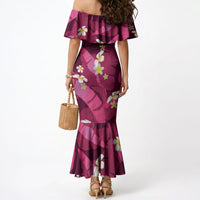 Pink Banana Leaf Hawaii Mermaid Dress Lau Maia Plumeria Tropical Summer Vibes