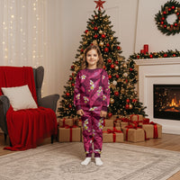 Pink Banana Leaf Hawaii Christmas Pajama Set Lau Maia Plumeria Tropical Summer Vibes LT14 Kid Pink - Polynesian Pride
