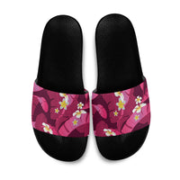 Pink Banana Leaf Hawaii Slide Sandals Lau Maia Plumeria Tropical Summer Vibes