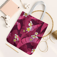 Pink Banana Leaf Hawaii Tote Bag Lau Maia Plumeria Tropical Summer Vibes