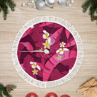 Pink Banana Leaf Hawaii Tree Skirt Lau Maia Plumeria Tropical Summer Vibes LT14 Fringed Pink - Polynesian Pride