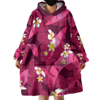 Pink Banana Leaf Hawaii Wearable Blanket Hoodie Lau Maia Plumeria Tropical Summer Vibes