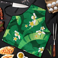 Green Banana Leaf Hawaii Apron Lau Maia Plumeria Tropical Summer Vibes
