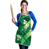 Green Banana Leaf Hawaii Apron Lau Maia Plumeria Tropical Summer Vibes