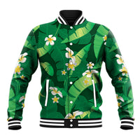 Green Banana Leaf Hawaii Baseball Jacket Lau Maia Plumeria Tropical Summer Vibes