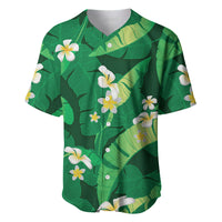 Green Banana Leaf Hawaii Baseball Jersey Lau Maia Plumeria Tropical Summer Vibes