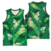Green Banana Leaf Hawaii Basketball Jersey Lau Maia Plumeria Tropical Summer Vibes