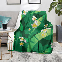 Green Banana Leaf Hawaii Blanket Lau Maia Plumeria Tropical Summer Vibes