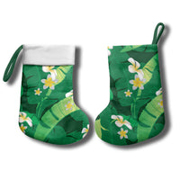 Green Banana Leaf Hawaii Christmas Stocking Lau Maia Plumeria Tropical Summer Vibes LT14 - Polynesian Pride