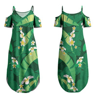 Green Banana Leaf Hawaii Couples Matching Summer Maxi Dress and Hawaiian Shirt Lau Maia Plumeria Tropical Summer Vibes