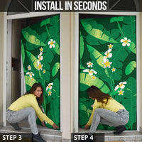 Green Banana Leaf Hawaii Door Cover Lau Maia Plumeria Tropical Summer Vibes