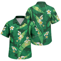 Green Banana Leaf Hawaii Family Matching Tank Maxi Dress and Hawaiian Shirt Lau Maia Plumeria Tropical Summer Vibes