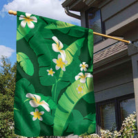 Green Banana Leaf Hawaii Garden Flag Lau Maia Plumeria Tropical Summer Vibes