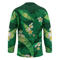 Green Banana Leaf Hawaii Hockey Jersey Lau Maia Plumeria Tropical Summer Vibes