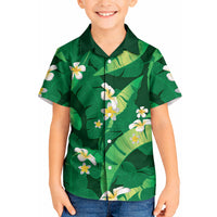 Green Banana Leaf Hawaii Kid Hawaiian Shirt Lau Maia Plumeria Tropical Summer Vibes