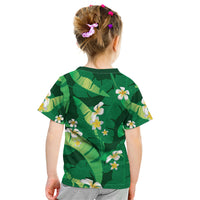 Green Banana Leaf Hawaii Kid T Shirt Lau Maia Plumeria Tropical Summer Vibes