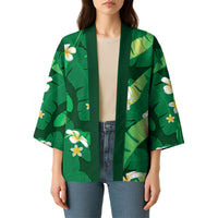 Green Banana Leaf Hawaii Kimono Lau Maia Plumeria Tropical Summer Vibes