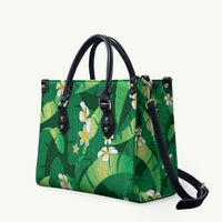 Green Banana Leaf Hawaii Leather Bag Lau Maia Plumeria Tropical Summer Vibes