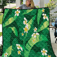 Green Banana Leaf Hawaii Quilt Lau Maia Plumeria Tropical Summer Vibes