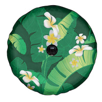 Green Banana Leaf Hawaii Spare Tire Cover Lau Maia Plumeria Tropical Summer Vibes
