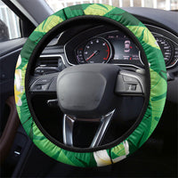Green Banana Leaf Hawaii Steering Wheel Cover Lau Maia Plumeria Tropical Summer Vibes