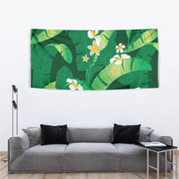 Green Banana Leaf Hawaii Tapestry Lau Maia Plumeria Tropical Summer Vibes