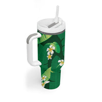Green Banana Leaf Hawaii Tumbler With Handle Lau Maia Plumeria Tropical Summer Vibes