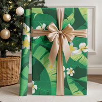 Green Banana Leaf Hawaii Wrapping Paper Lau Maia Plumeria Tropical Summer Vibes