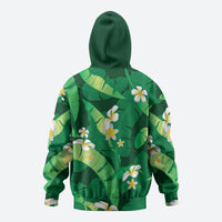 Green Banana Leaf Hawaii Zip Hoodie Lau Maia Plumeria Tropical Summer Vibes