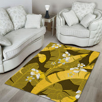 Yellow Banana Leaf Hawaii Area Rug Lau Maia Plumeria Tropical Summer Vibes