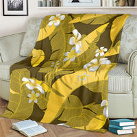 Yellow Banana Leaf Hawaii Blanket Lau Maia Plumeria Tropical Summer Vibes
