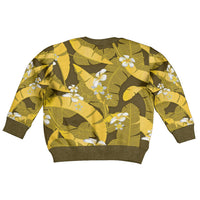 Yellow Banana Leaf Hawaii Kid Ugly Christmas Sweater Lau Maia Plumeria Tropical Summer Vibes LT14 - Polynesian Pride