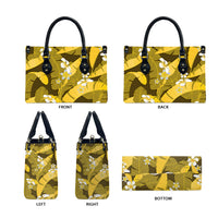 Yellow Banana Leaf Hawaii Leather Bag Lau Maia Plumeria Tropical Summer Vibes