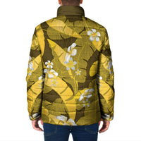 Yellow Banana Leaf Hawaii Padded Jacket Lau Maia Plumeria Tropical Summer Vibes