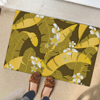 Yellow Banana Leaf Hawaii Rubber Doormat Lau Maia Plumeria Tropical Summer Vibes