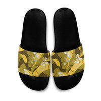 Yellow Banana Leaf Hawaii Slide Sandals Lau Maia Plumeria Tropical Summer Vibes
