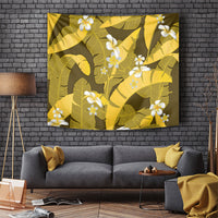 Yellow Banana Leaf Hawaii Tapestry Lau Maia Plumeria Tropical Summer Vibes