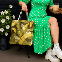 Yellow Banana Leaf Hawaii Tote Bag Lau Maia Plumeria Tropical Summer Vibes