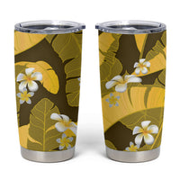 Yellow Banana Leaf Hawaii Tumbler Cup Lau Maia Plumeria Tropical Summer Vibes
