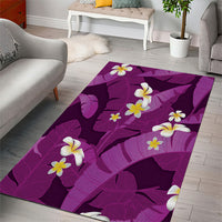 Purple Banana Leaf Hawaii Area Rug Lau Maia Plumeria Tropical Summer Vibes