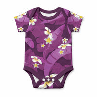 Purple Banana Leaf Hawaii Baby Onesie Lau Maia Plumeria Tropical Summer Vibes