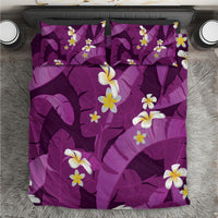 Purple Banana Leaf Hawaii Bedding Set Lau Maia Plumeria Tropical Summer Vibes