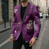Purple Banana Leaf Hawaii Blazer Lau Maia Plumeria Tropical Summer Vibes