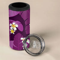 Purple Banana Leaf Hawaii 4 in 1 Can Cooler Tumbler Lau Maia Plumeria Tropical Summer Vibes