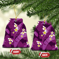 Purple Banana Leaf Hawaii Ceramic Ornament Lau Maia Plumeria Tropical Summer Vibes LT14 Bell Flake Purple - Polynesian Pride