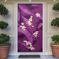 Purple Banana Leaf Hawaii Door Cover Lau Maia Plumeria Tropical Summer Vibes