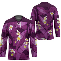 Purple Banana Leaf Hawaii Hockey Jersey Lau Maia Plumeria Tropical Summer Vibes