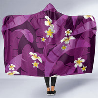 Purple Banana Leaf Hawaii Hooded Blanket Lau Maia Plumeria Tropical Summer Vibes