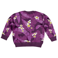 Purple Banana Leaf Hawaii Kid Ugly Christmas Sweater Lau Maia Plumeria Tropical Summer Vibes LT14 - Polynesian Pride
