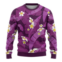 Purple Banana Leaf Hawaii Ugly Christmas Sweater Lau Maia Plumeria Tropical Summer Vibes LT14 - Polynesian Pride
